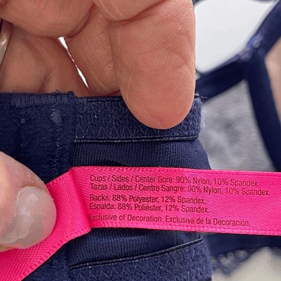 Betsey Johnson Navy Lace Push Up Bra, Size 34B - Picture 5 of 8